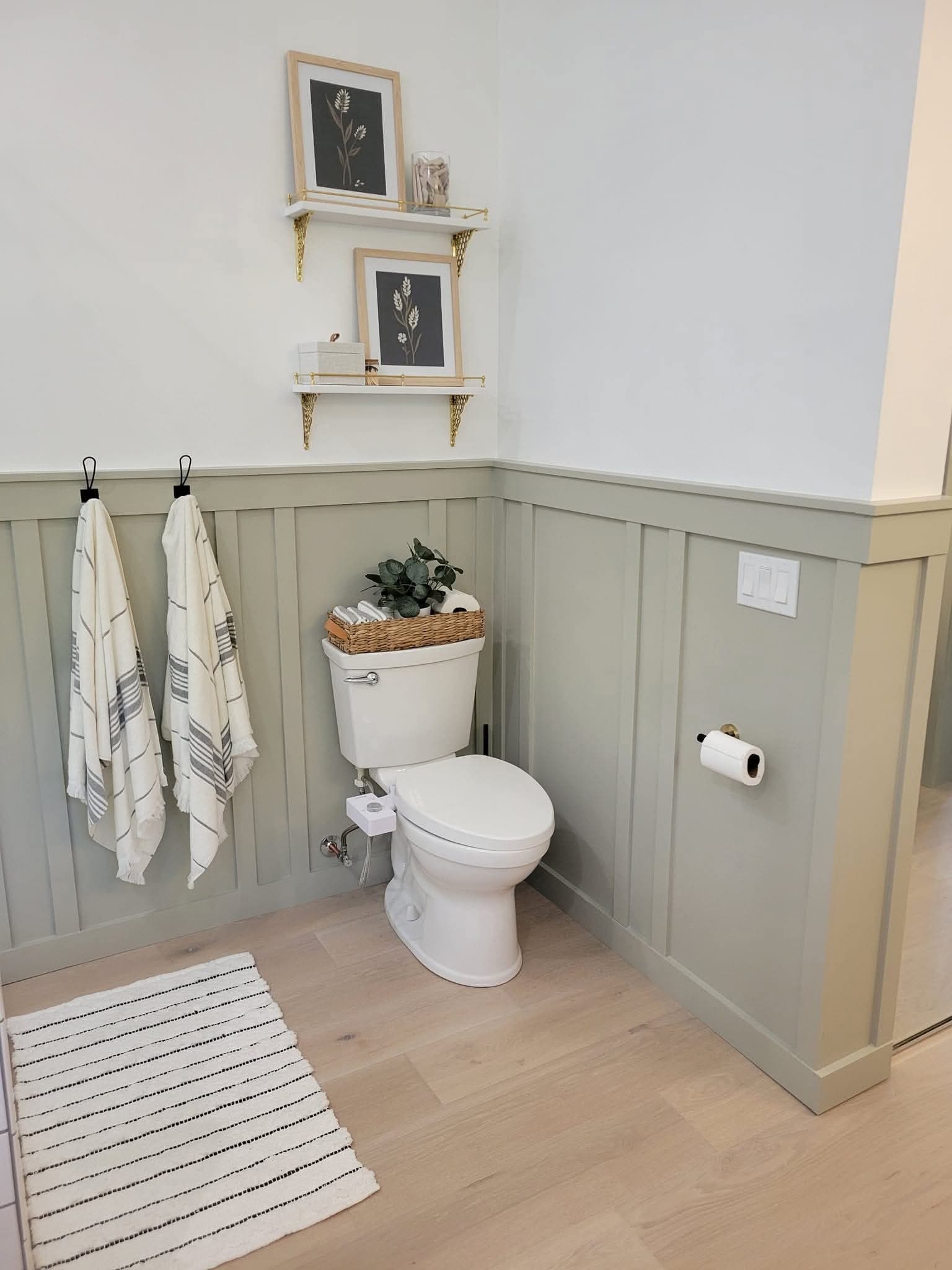 Toilet nook, custom shelving