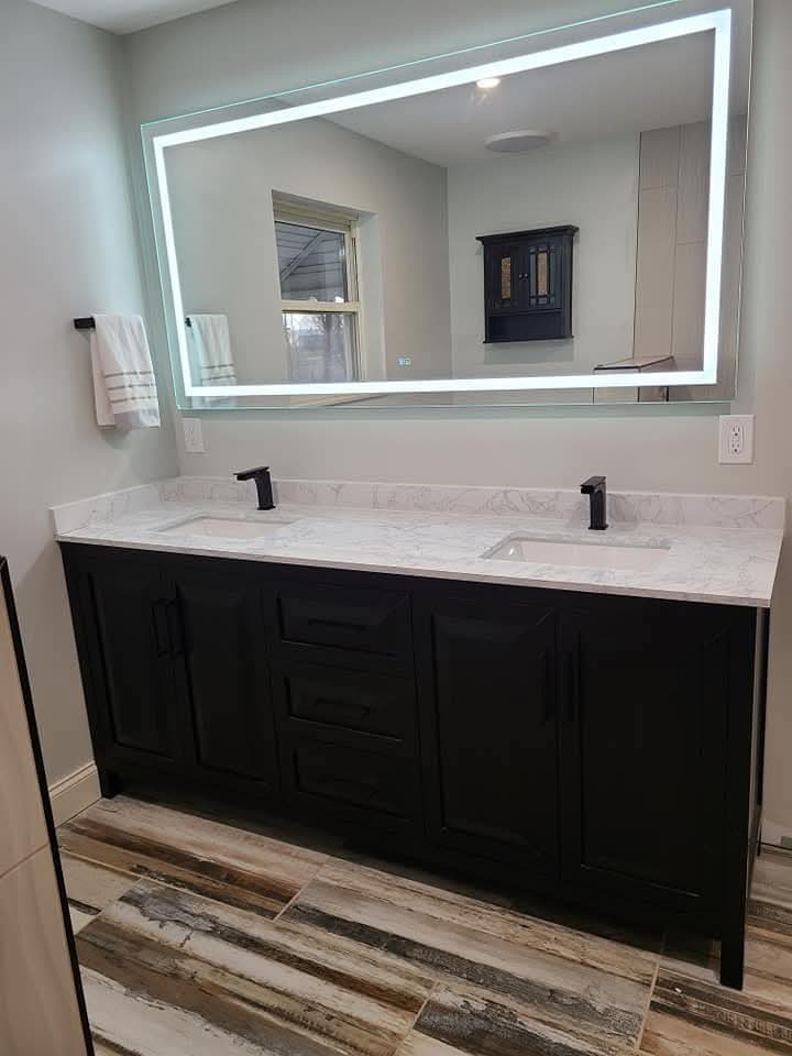 Vanity with LED mirror